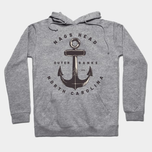 Nags Head, NC Summertime Vacationing Big Anchor Hoodie by Contentarama